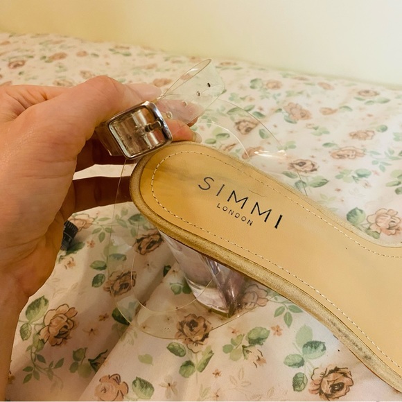 Simmi Clear Ankle Strap Transparent Lucite Heels 10 Mid see through buckle - Picture 8 of 10